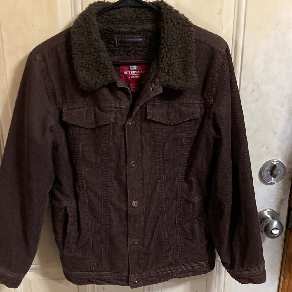 Faded Glory Men's Brown Corduroy Jacket with Fleece Collar